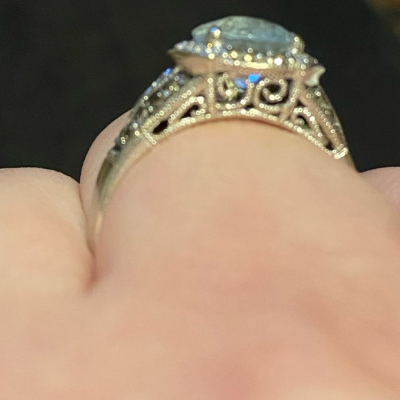 LeVian Aquamarine Ring 14kt White Gold Chocolate Diamonds 6.5 - Picture 4 of 6